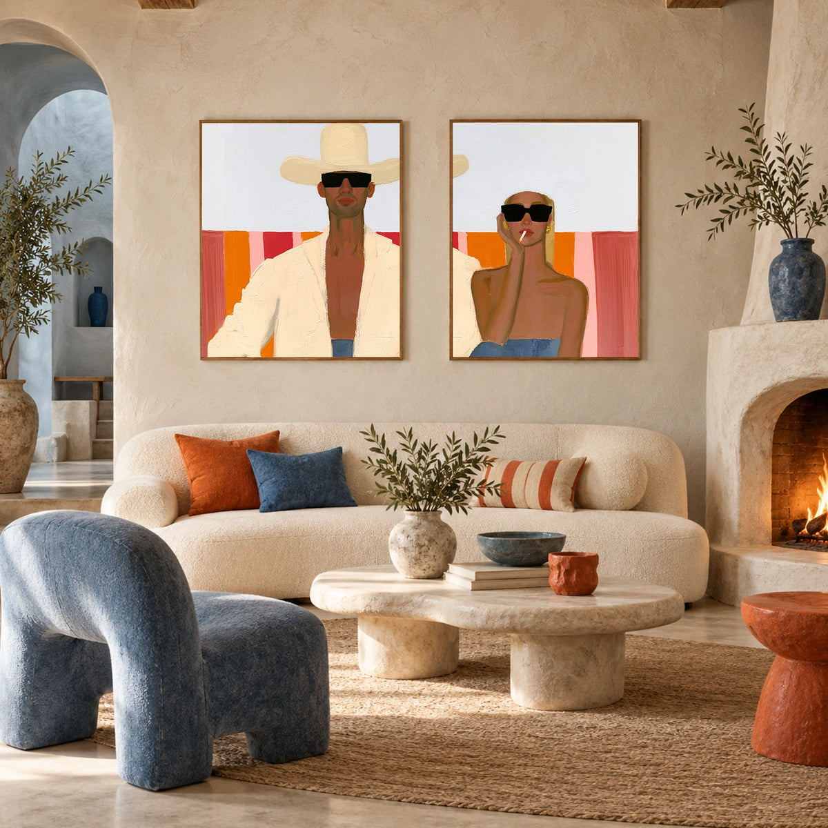Abstract Portrait Wall Art Set of 2 #LA096
