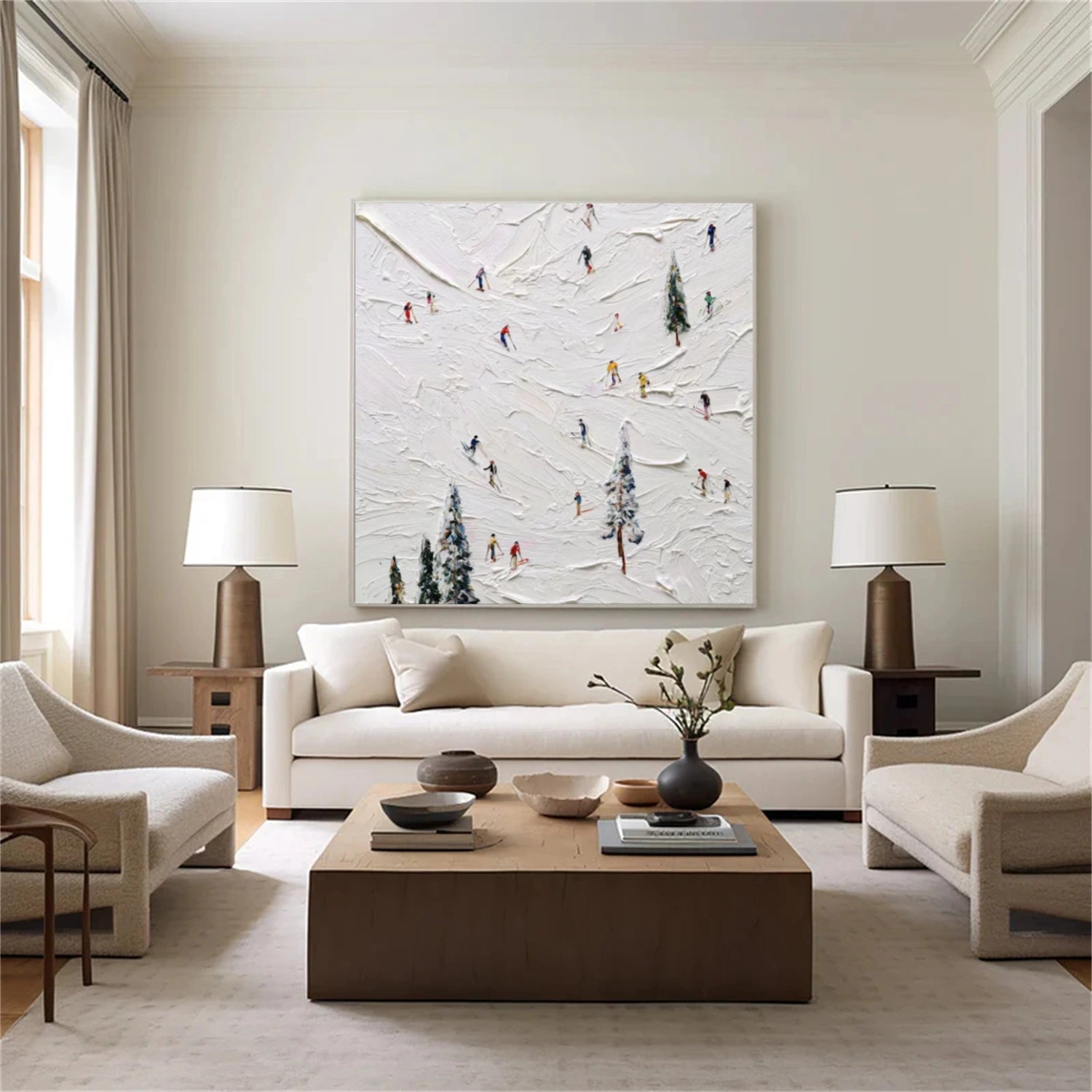 Skiing Sport Textured Canvas Painting #PB043