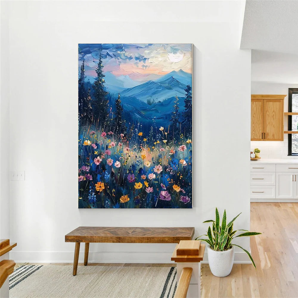 Colorful Abstract Flower And Tree Canvas Art #MF014