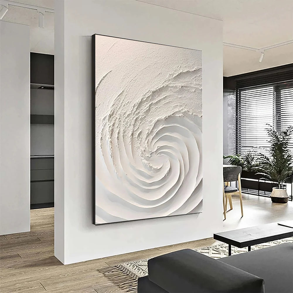 White Minimalist Textured Wall Art #WM030