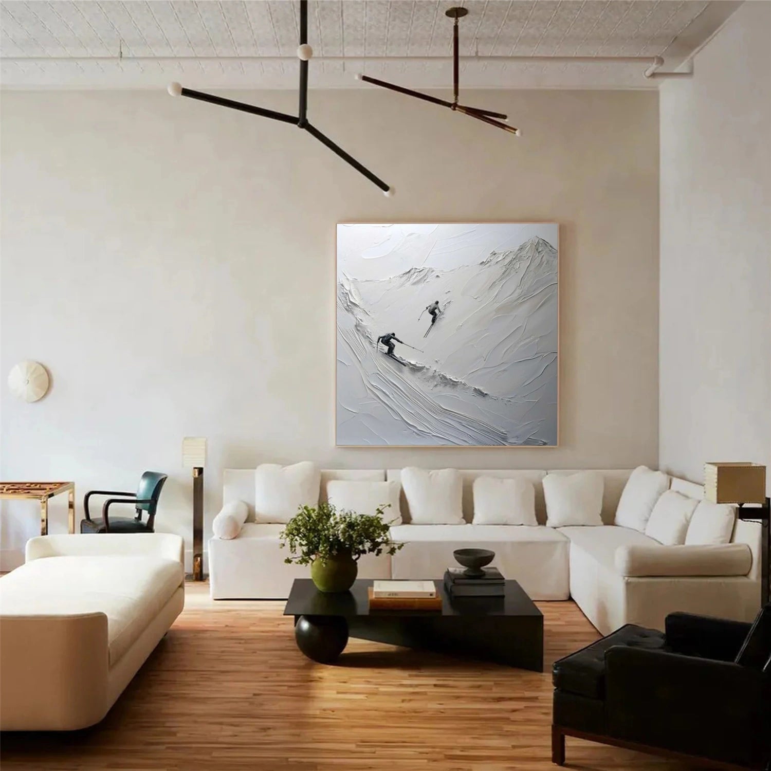 Skiing Sport Textured Canvas Painting #PB057