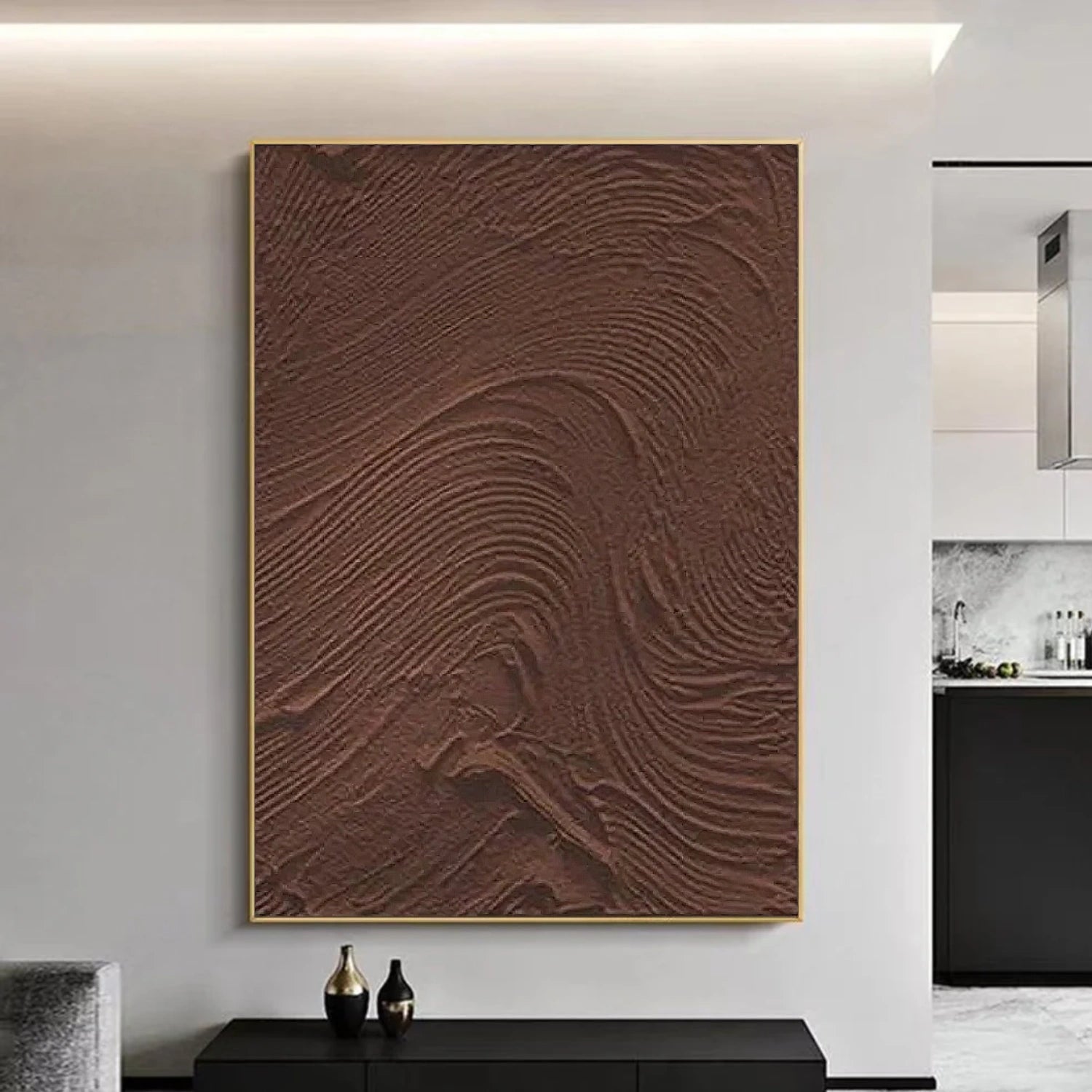 Brown Minimalist Textured Canvas Art #WM086
