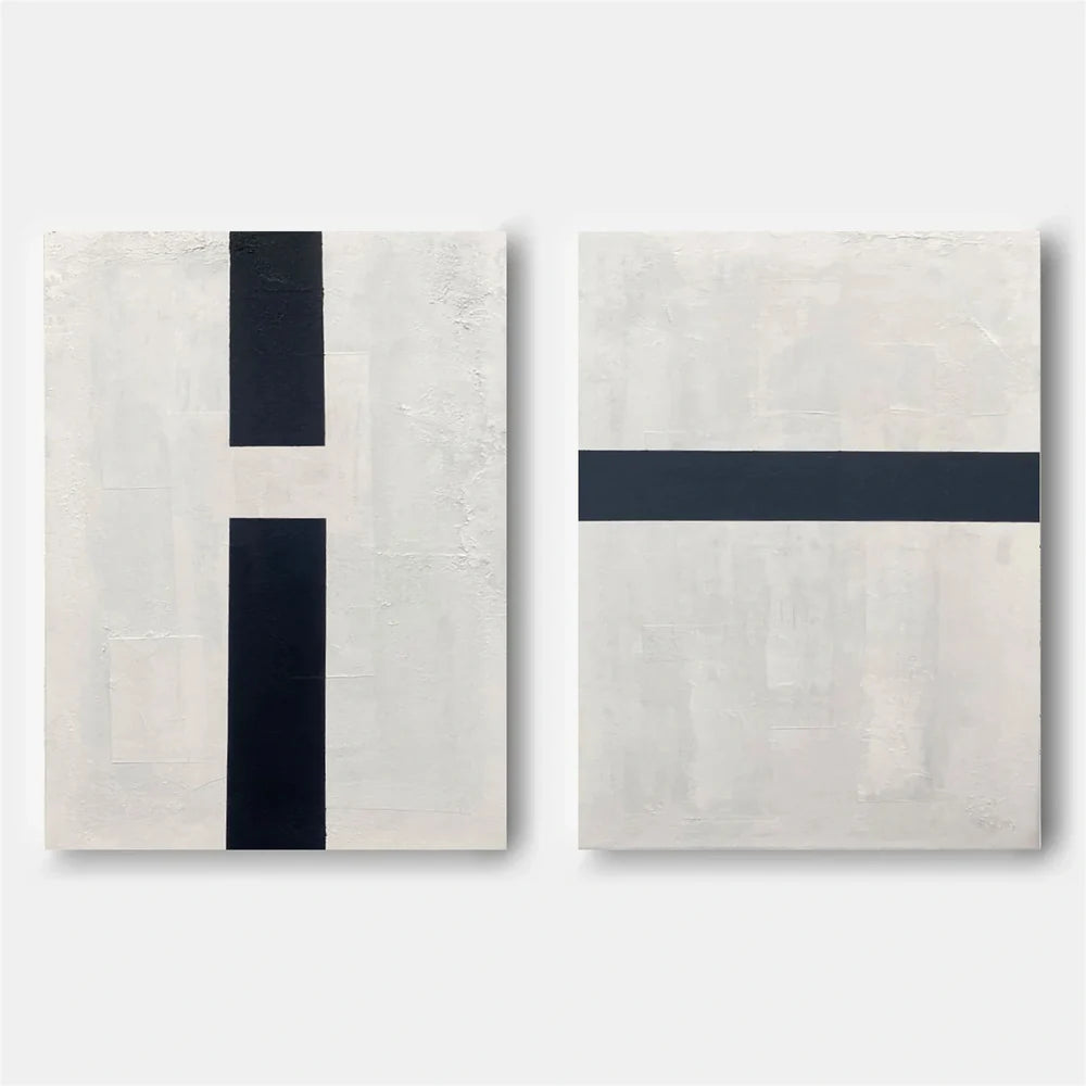 Black and White Minimalist Canvas Art Set of 2 #WZ020