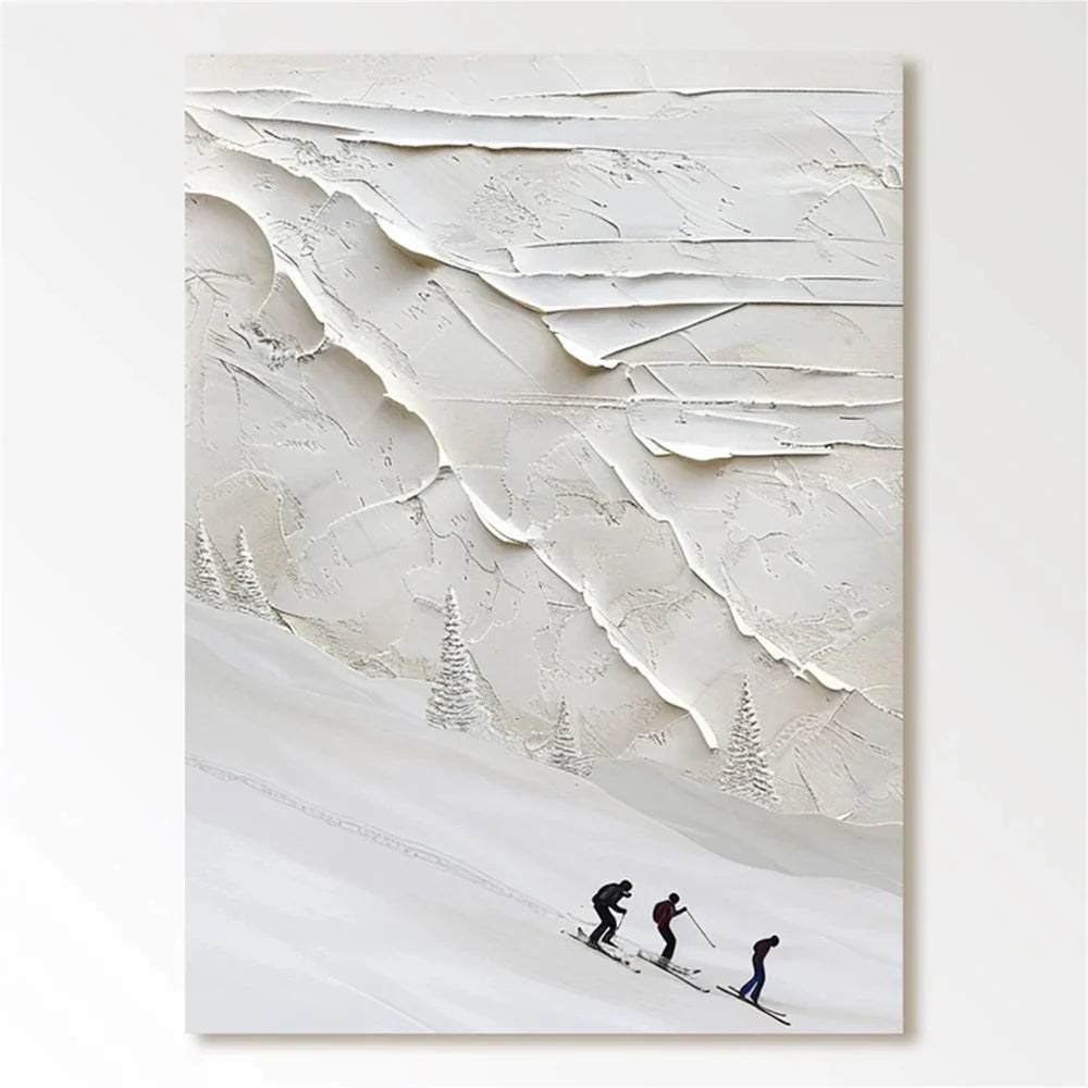 Skiing Sport Textured Canvas Painting #PB006