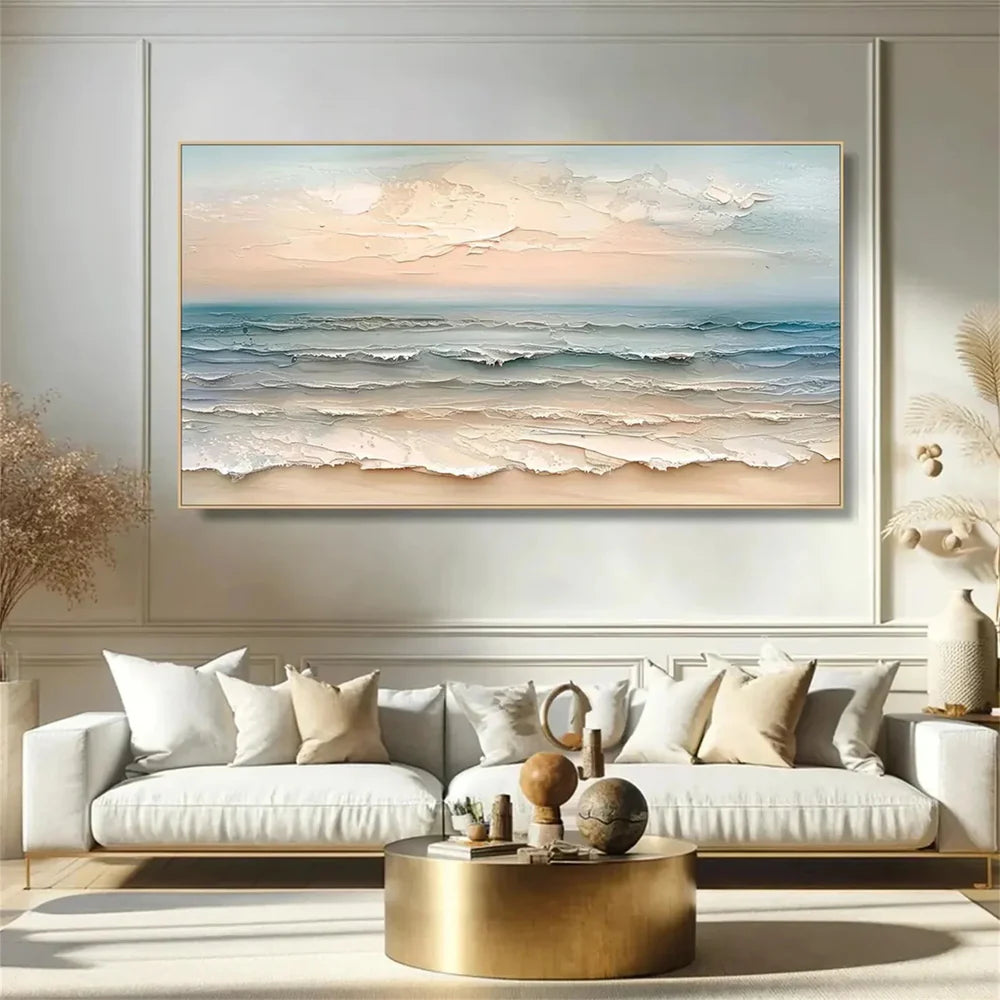 Colorful Abstract Ocean And Sky Textured Canvas Art # OC008