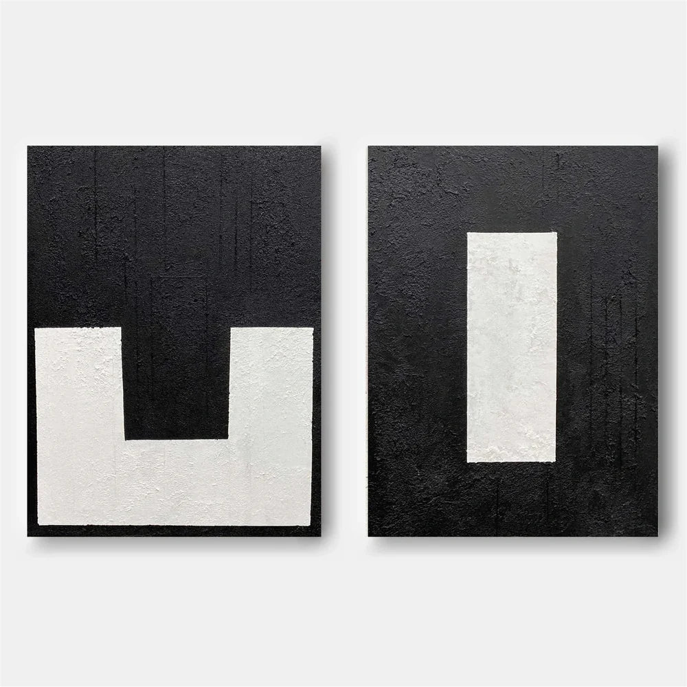Black and White Minimalist Canvas Art Set of 2 #WZ022
