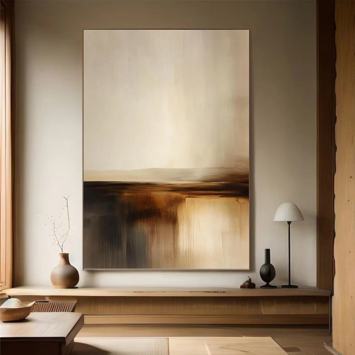 Beige and Brown Abstract Wall Art #VA227