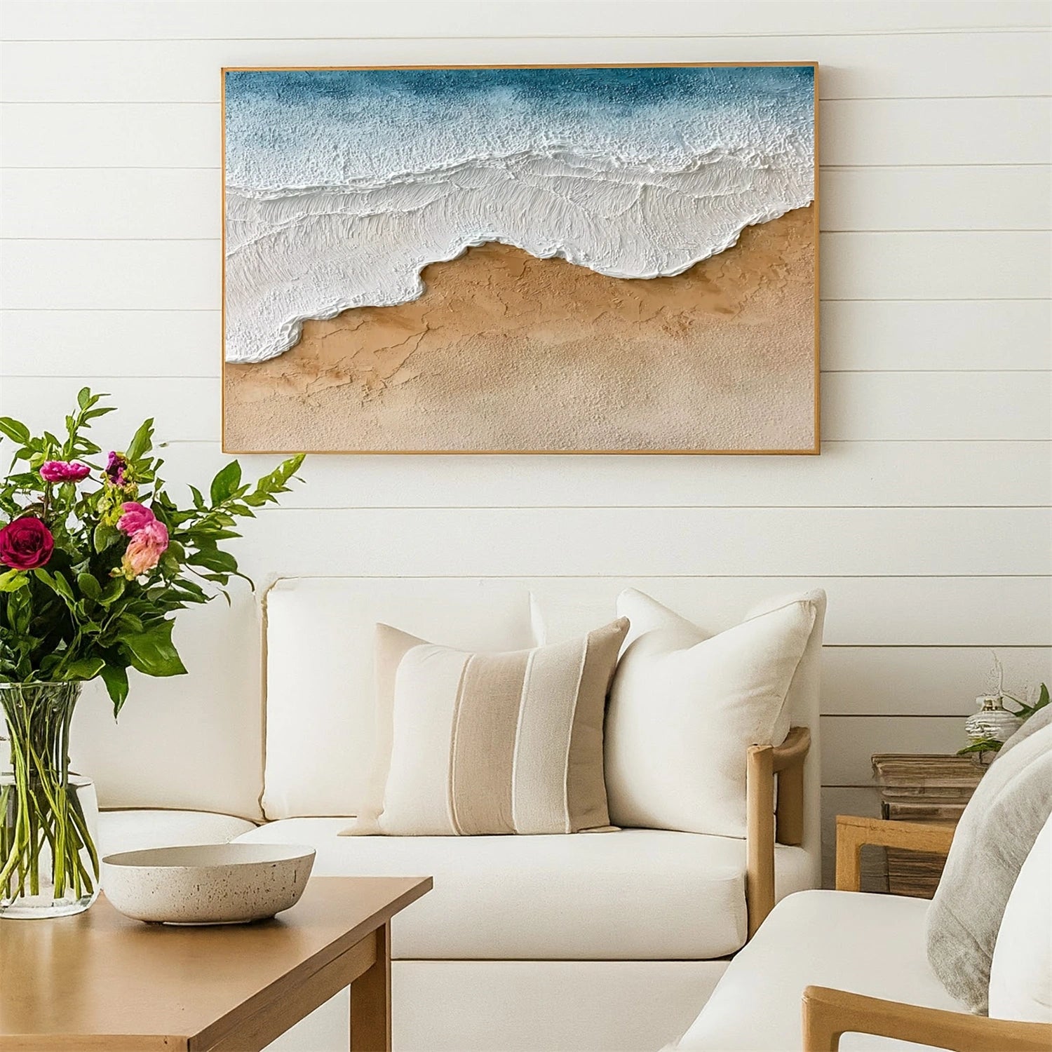 Abstract Ocean And Sky Textured Canvas Art #OC141