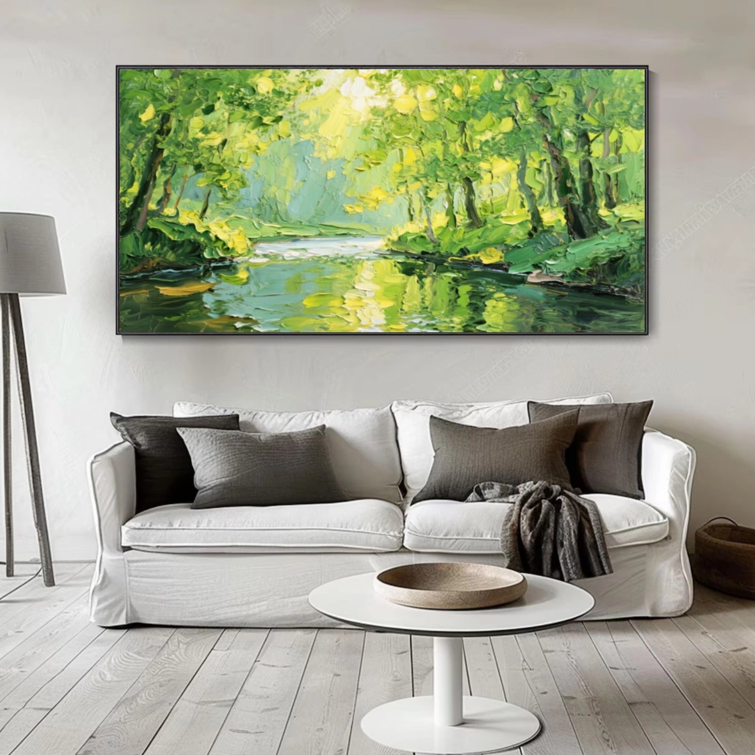 Green Abstract Flower And Tree Textured Canvas Art #MF092