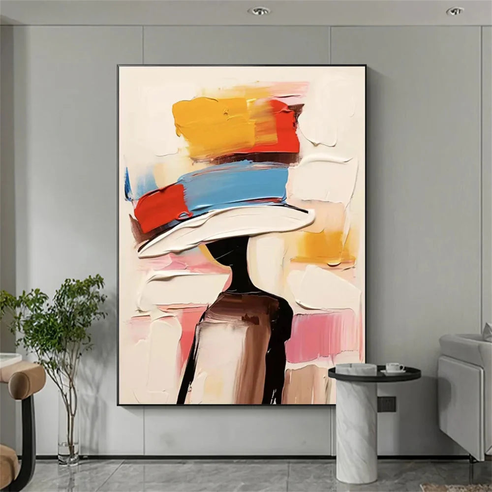 Colorful Abstract Portrait Textured Wall Art # LA010