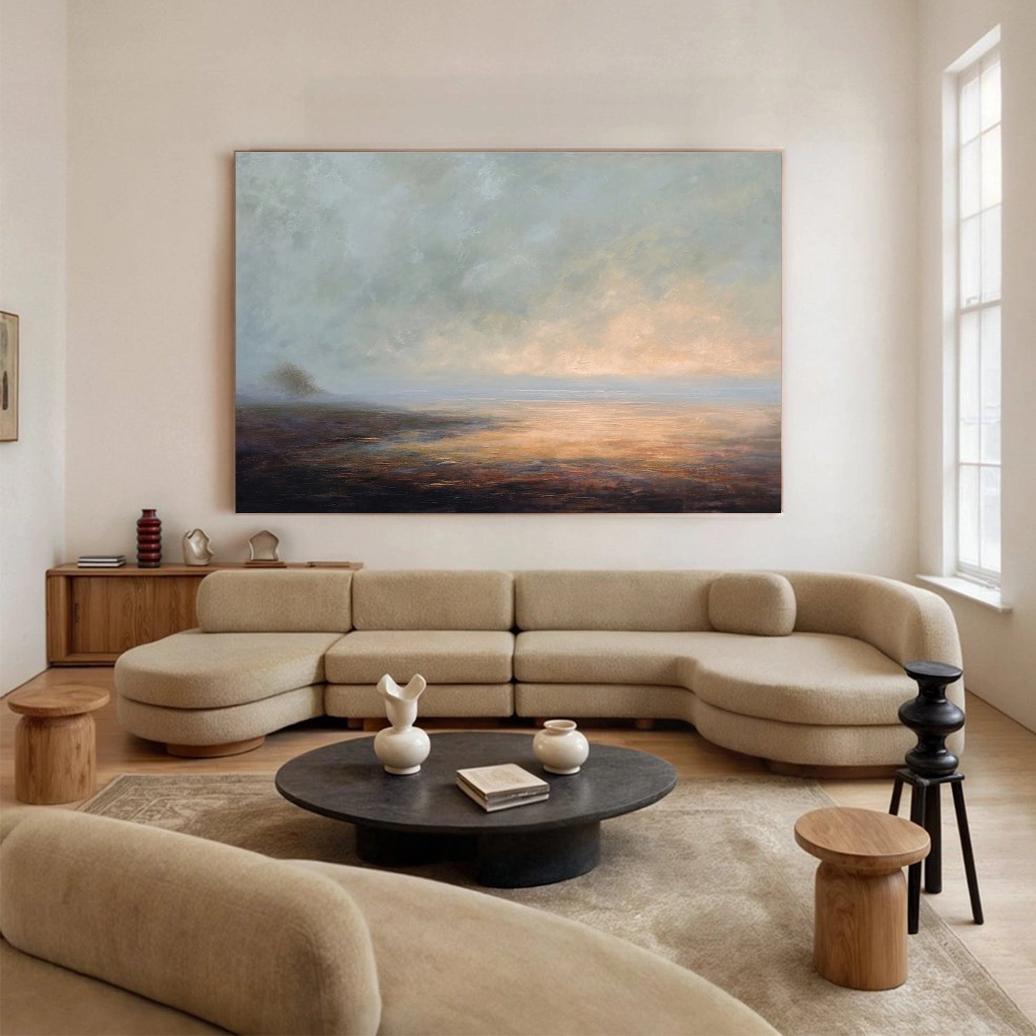 Abstract Ocean And Sky Canvas Art #OC175