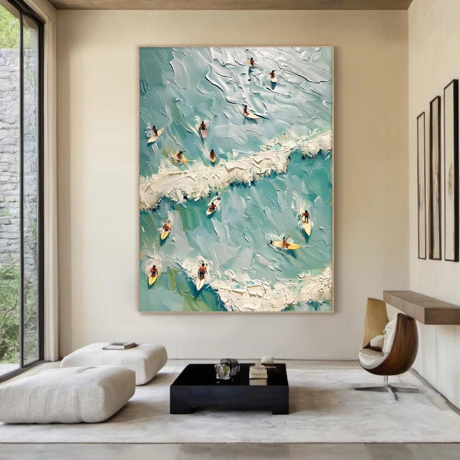 Surfing Sport Textured Canvas Painting #PB085