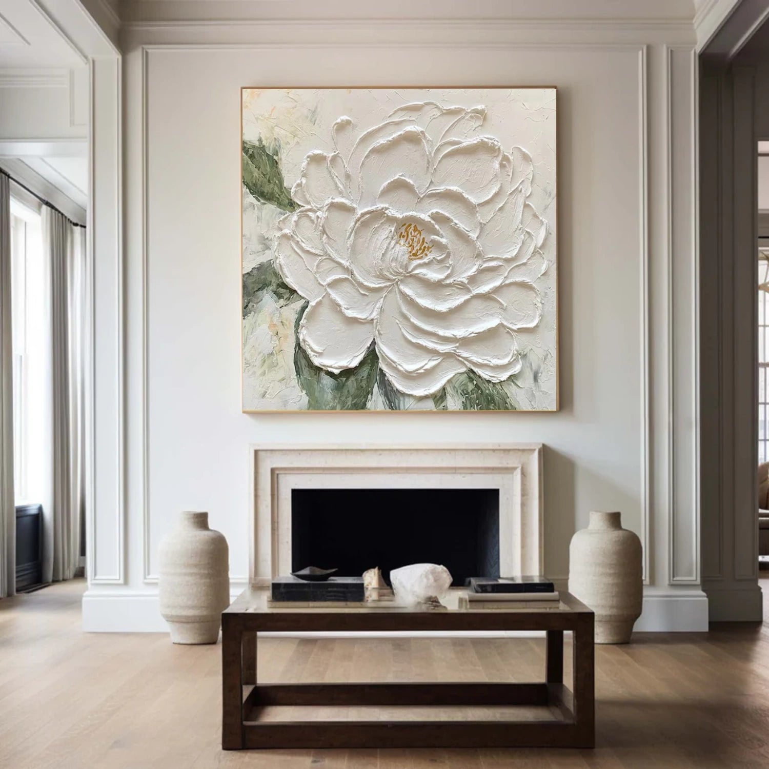 Minimalist Flower And Tree Textured Canvas Art #MF118