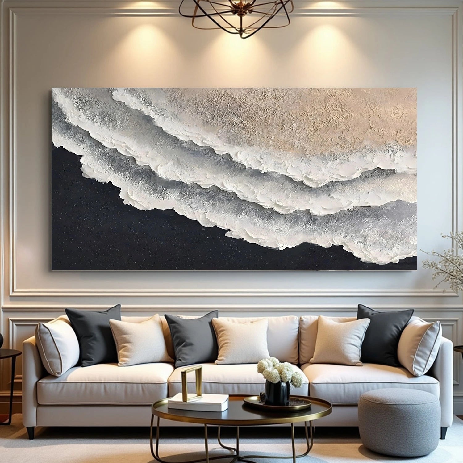 Minimalist Ocean And Sky Textured Canvas Art #OC166