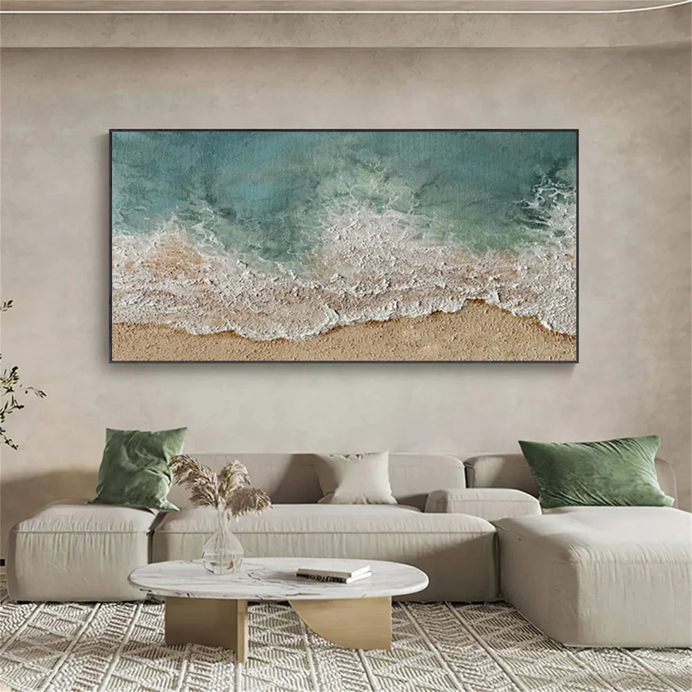 Abstract Ocean And Sky Textured Canvas Art #OC073