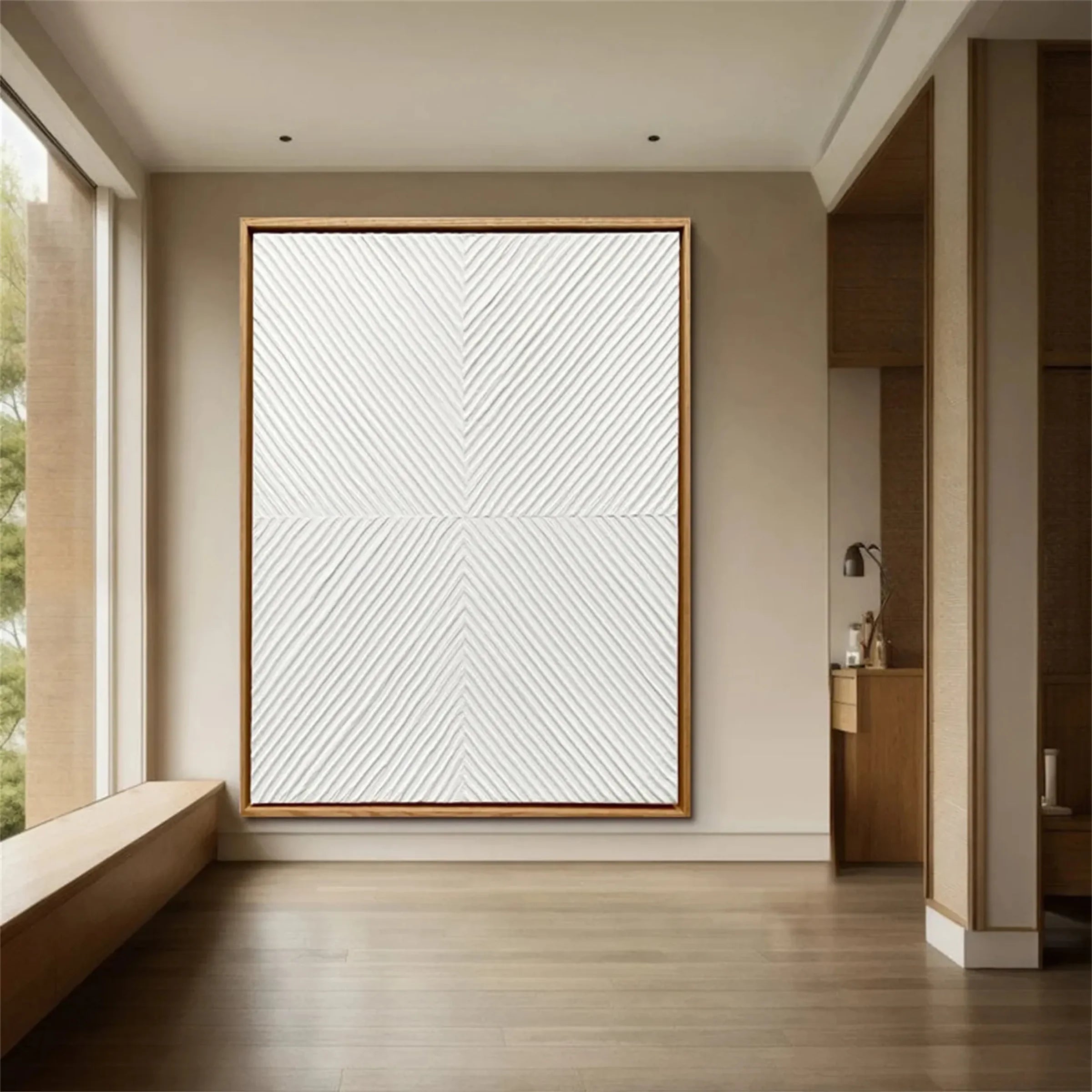White Minimalist Textured Wall Art #WM071