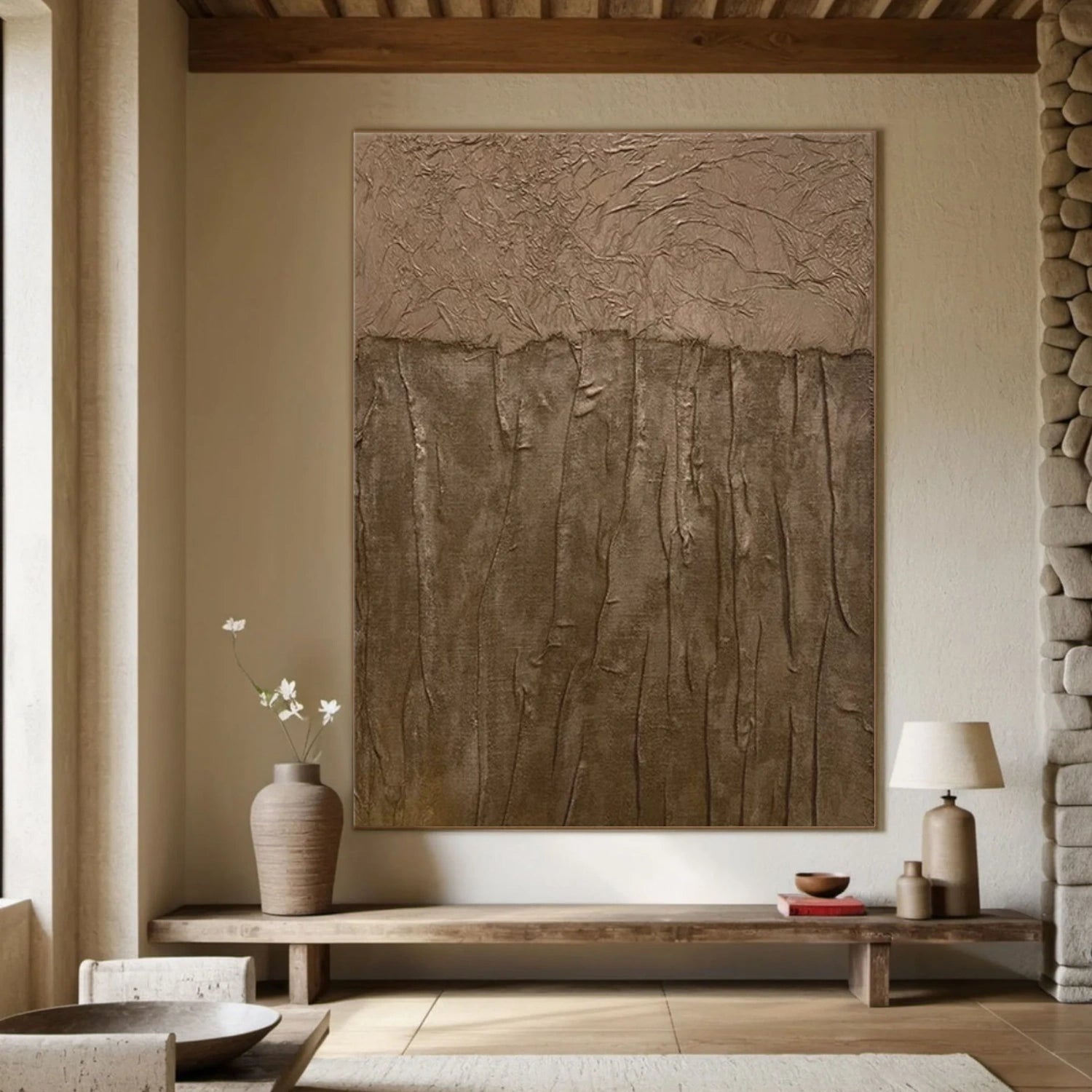 Brown Abstract Textured Wall Art #VA148