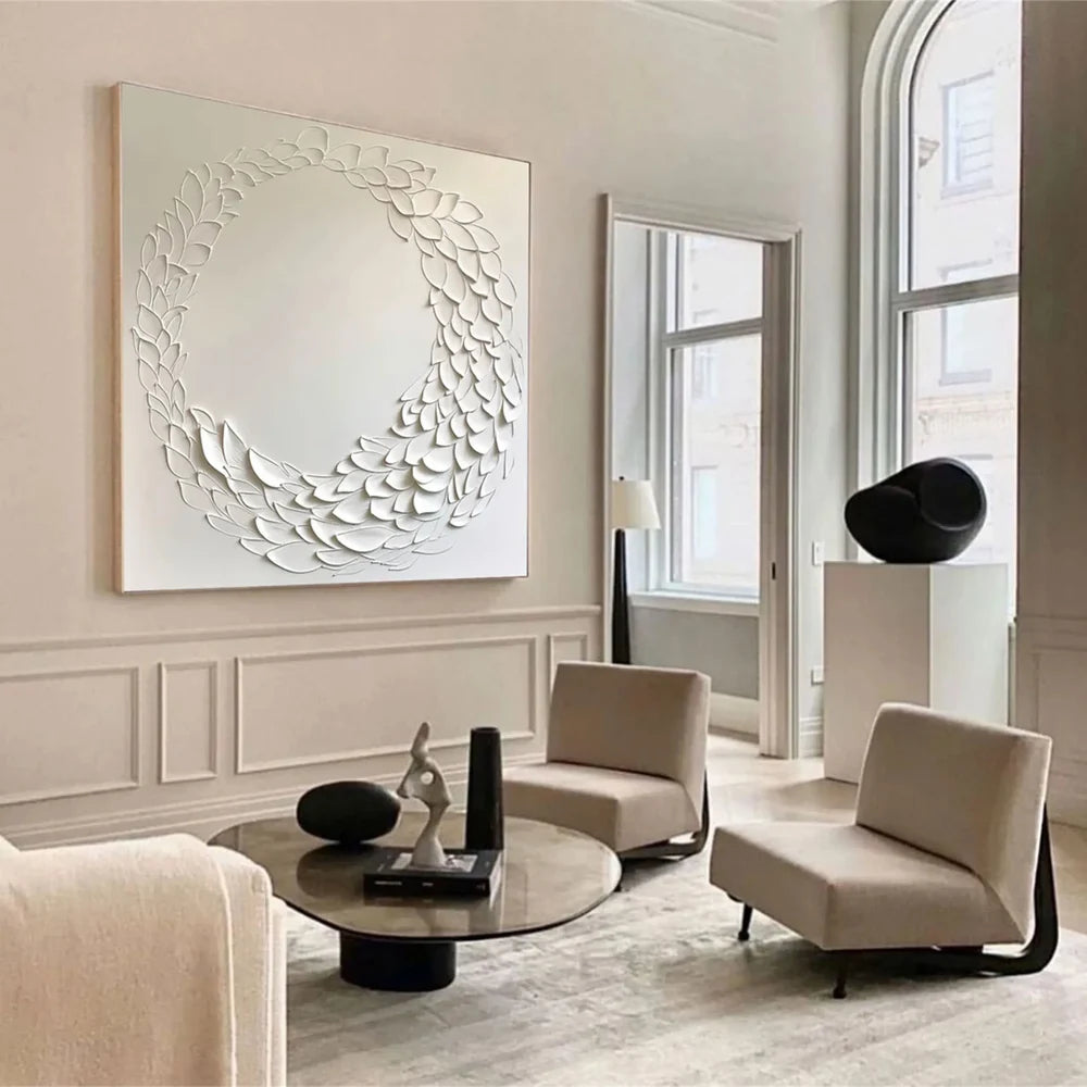 White Minimalist Textured Wall Art #WM063