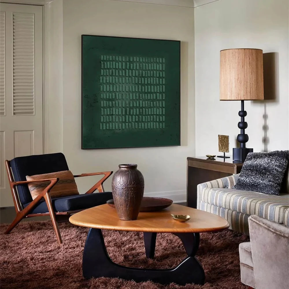 Green Minimalist Textured Canvas Art #WM013