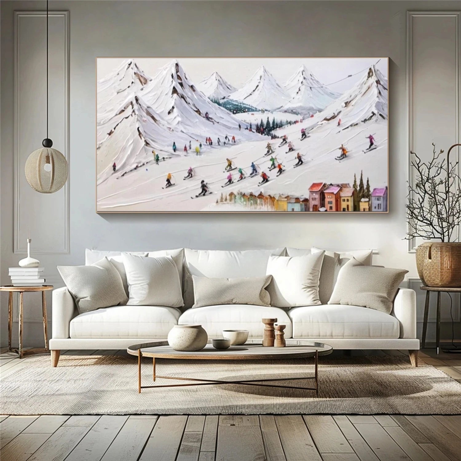 Skiing Sport Textured Canvas Painting #PB045
