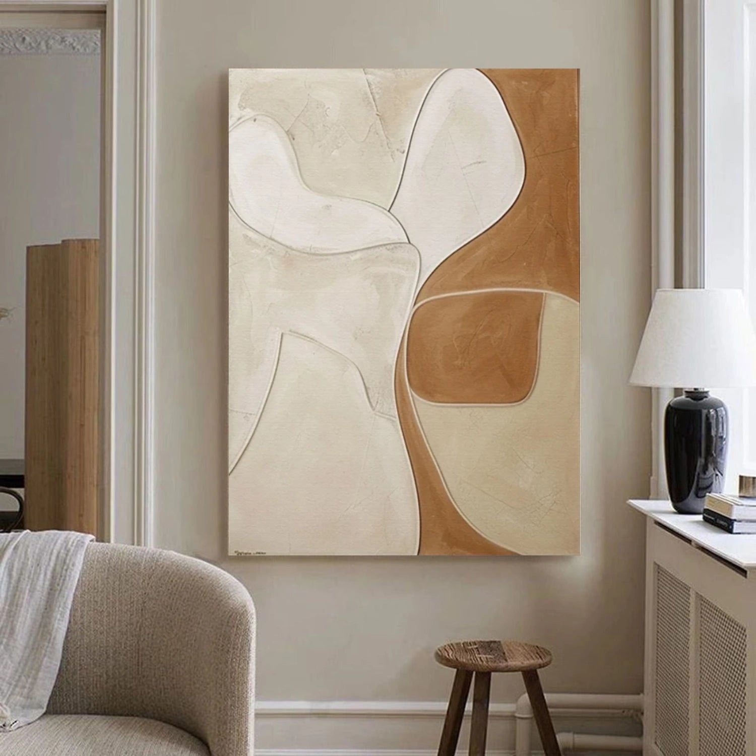Beige and Brown Abstract Textured Wall Art #VA161