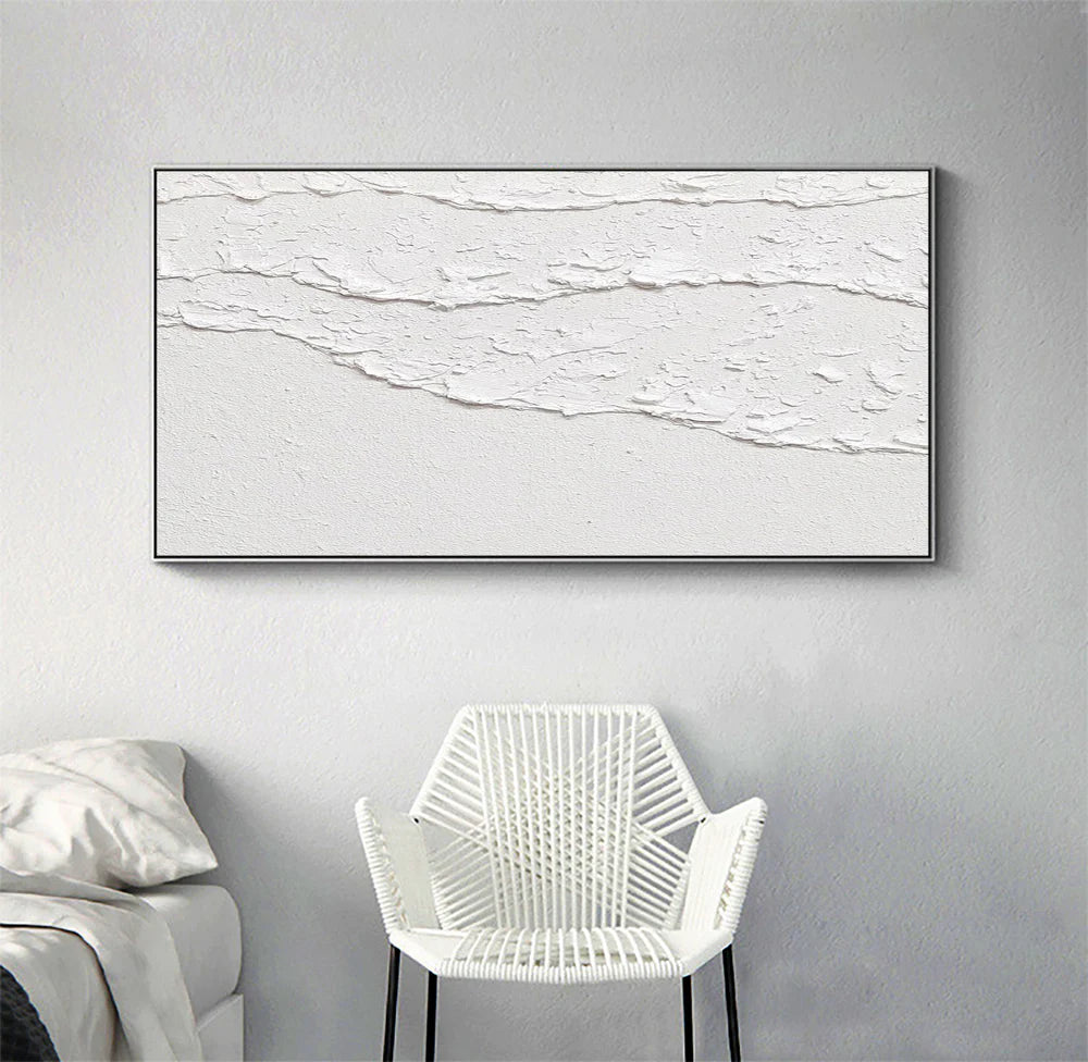 White Minimalist Textured Wall Art #WM003