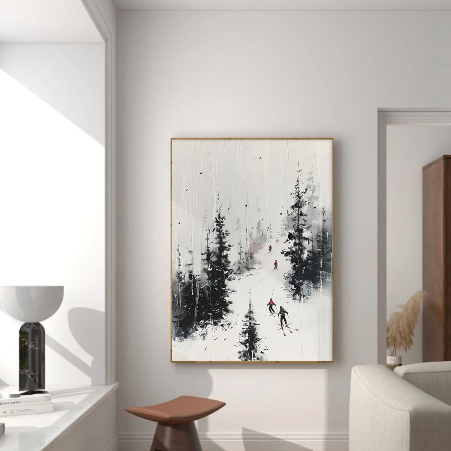 Skiing Sport Textured Canvas Painting #PB037