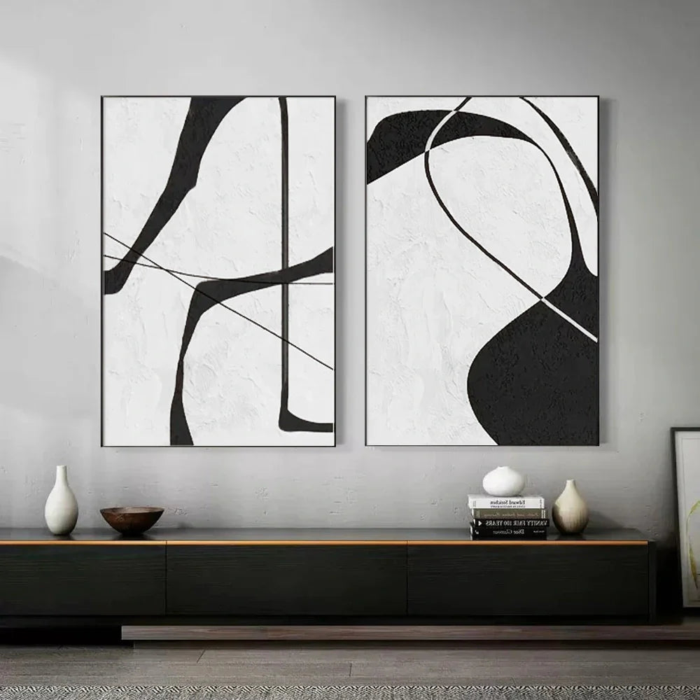 White & Black Wabi Sabi Wall Art Set of 2 #VS002