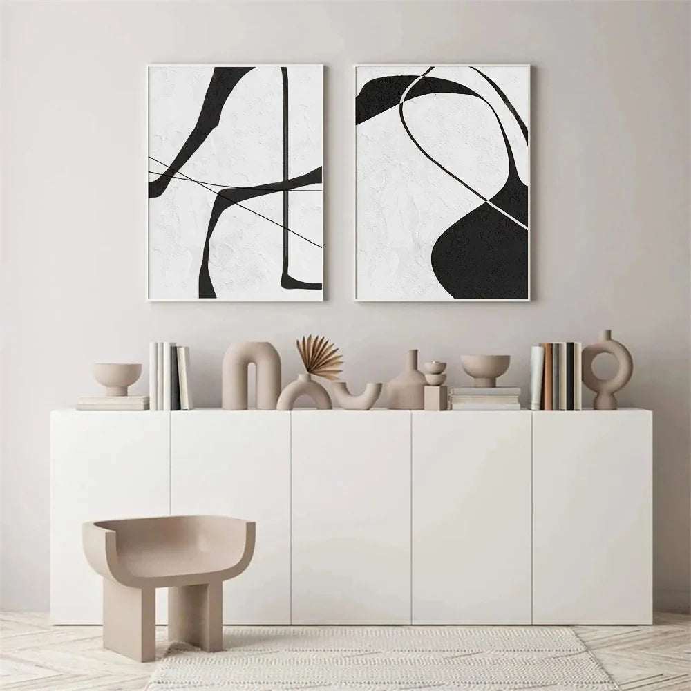 White & Black Wabi Sabi Wall Art Set of 2 #VS002