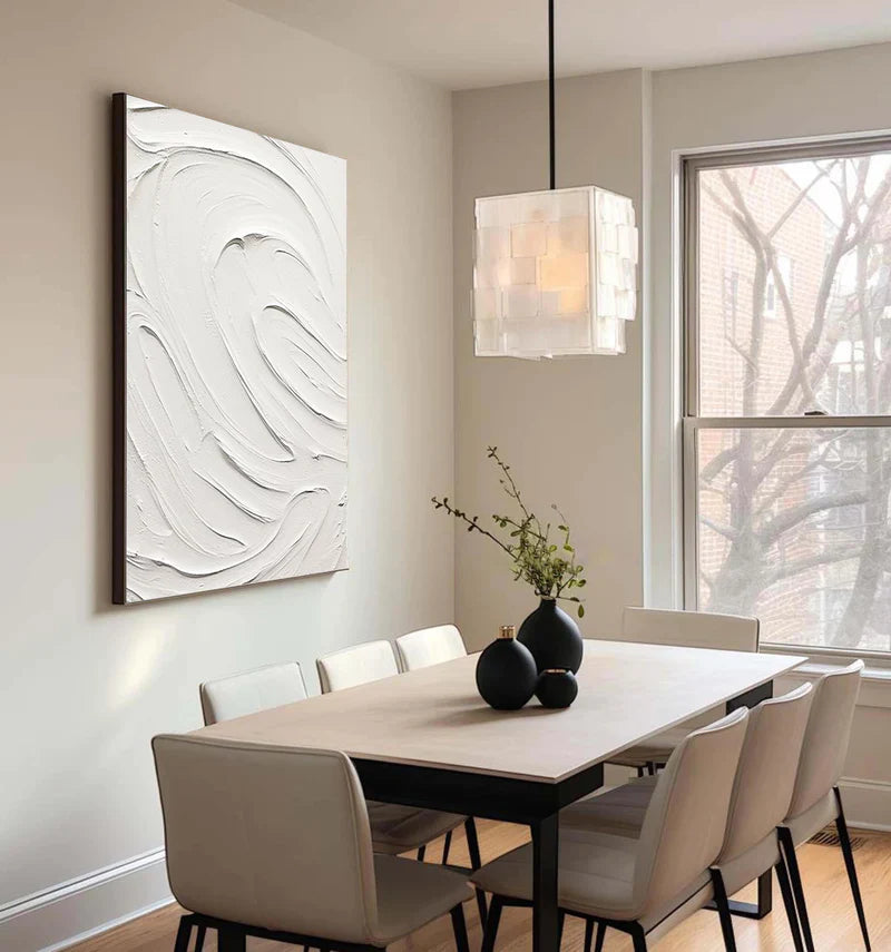 White Minimalist Textured Wall Art #WM029