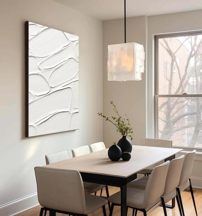 White Minimalist Textured Wall Art #WM028