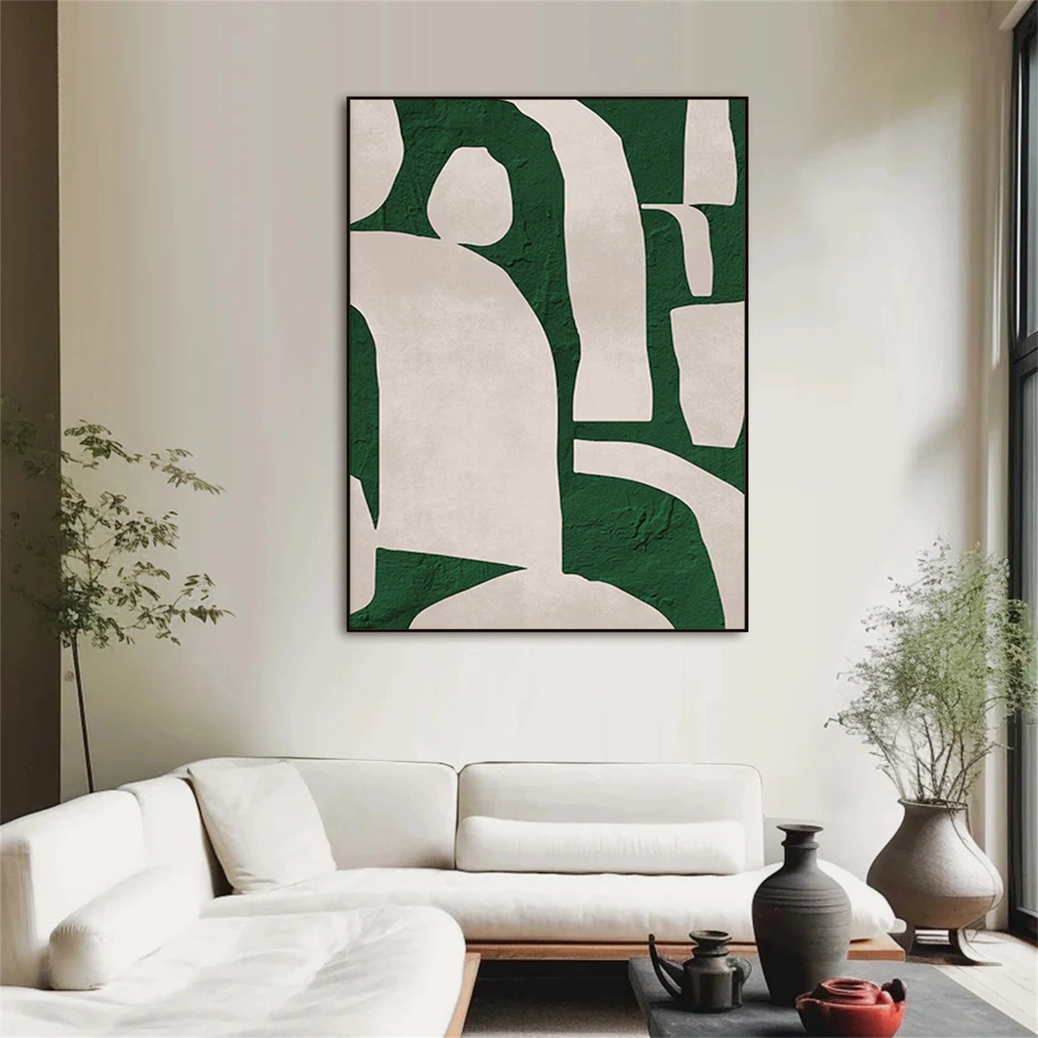 Beige and Green Minimalist Canvas Art #WM136