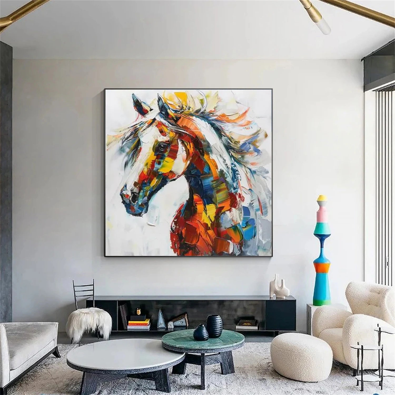Colorful Abstract Animal Horse Canvas Art #DW111
