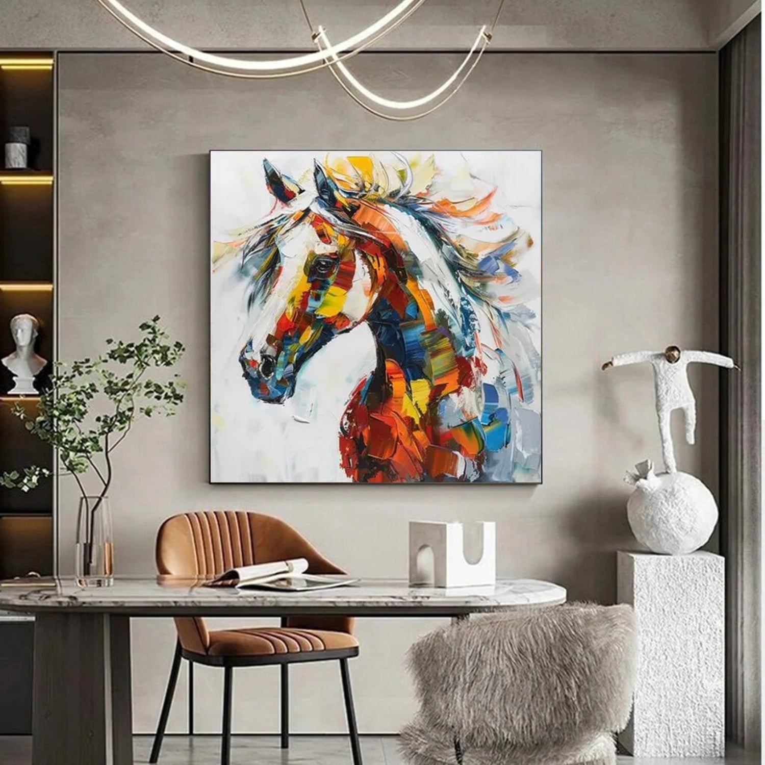 Colorful Abstract Animal Horse Canvas Art #DW111