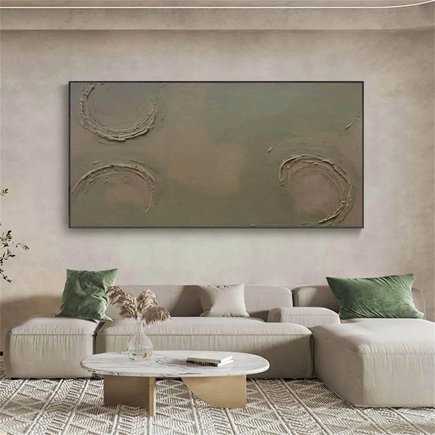 Green Minimalist Textured Canvas Art #WM108