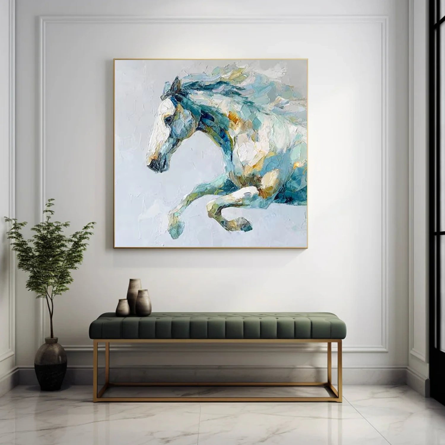 Abstract Animal Horse Canvas Art #DW107