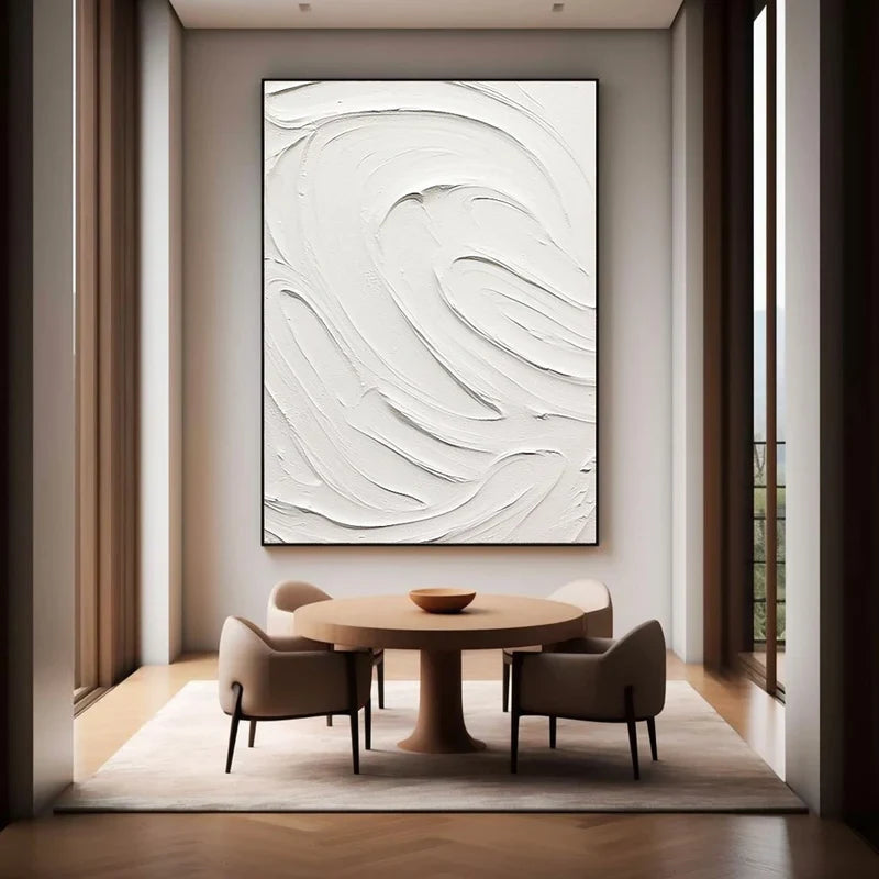 White Minimalist Textured Wall Art #WM029