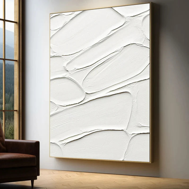 White Minimalist Textured Wall Art #WM028