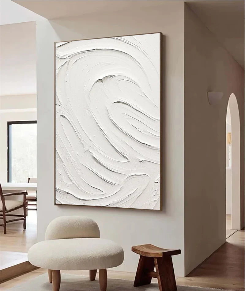 White Minimalist Textured Wall Art #WM029