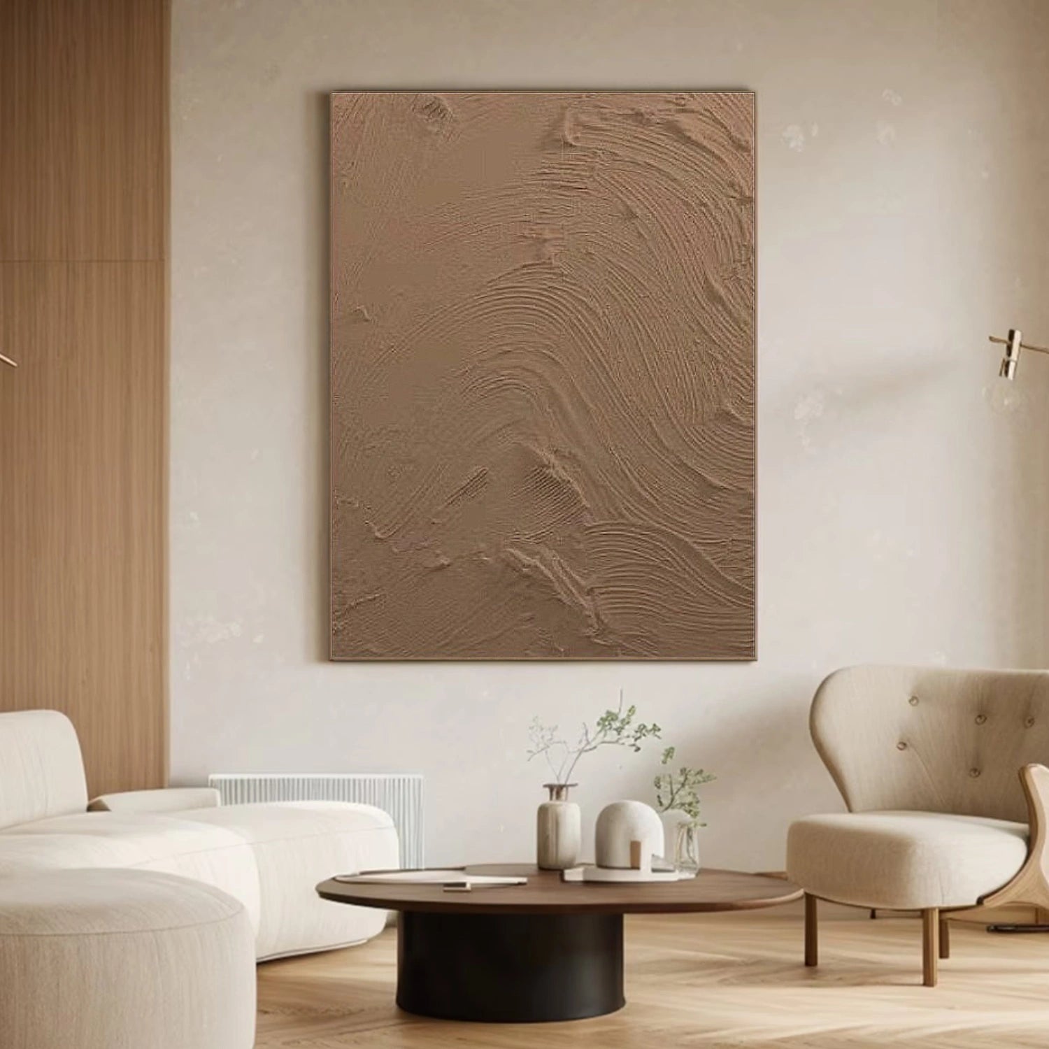 Brown Minimalist Textured Canvas Art #WM087
