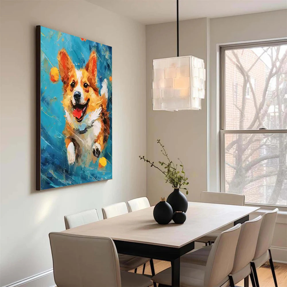 Colorful Abstract Animal Dog Textured Canvas Art #DW061
