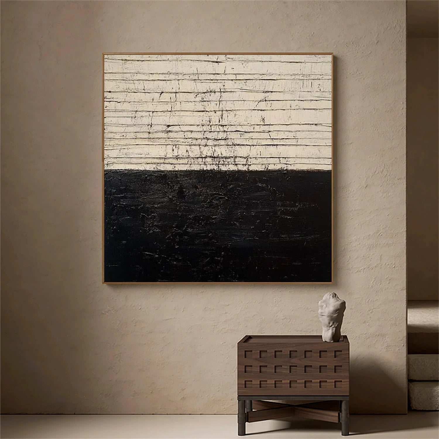 Black and White Wabi Sabi Textured Wall Art #VS093