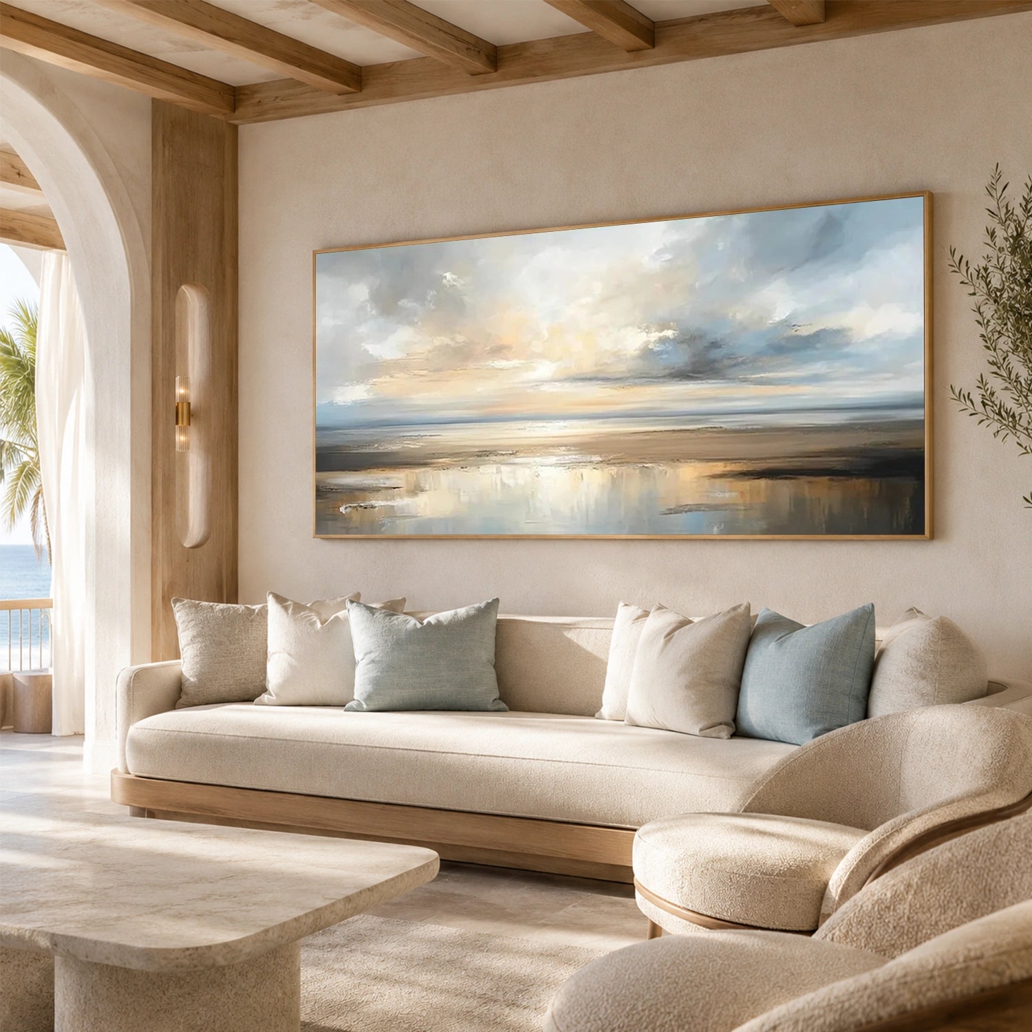 Abstract Ocean And Sky Canvas Art #OC221
