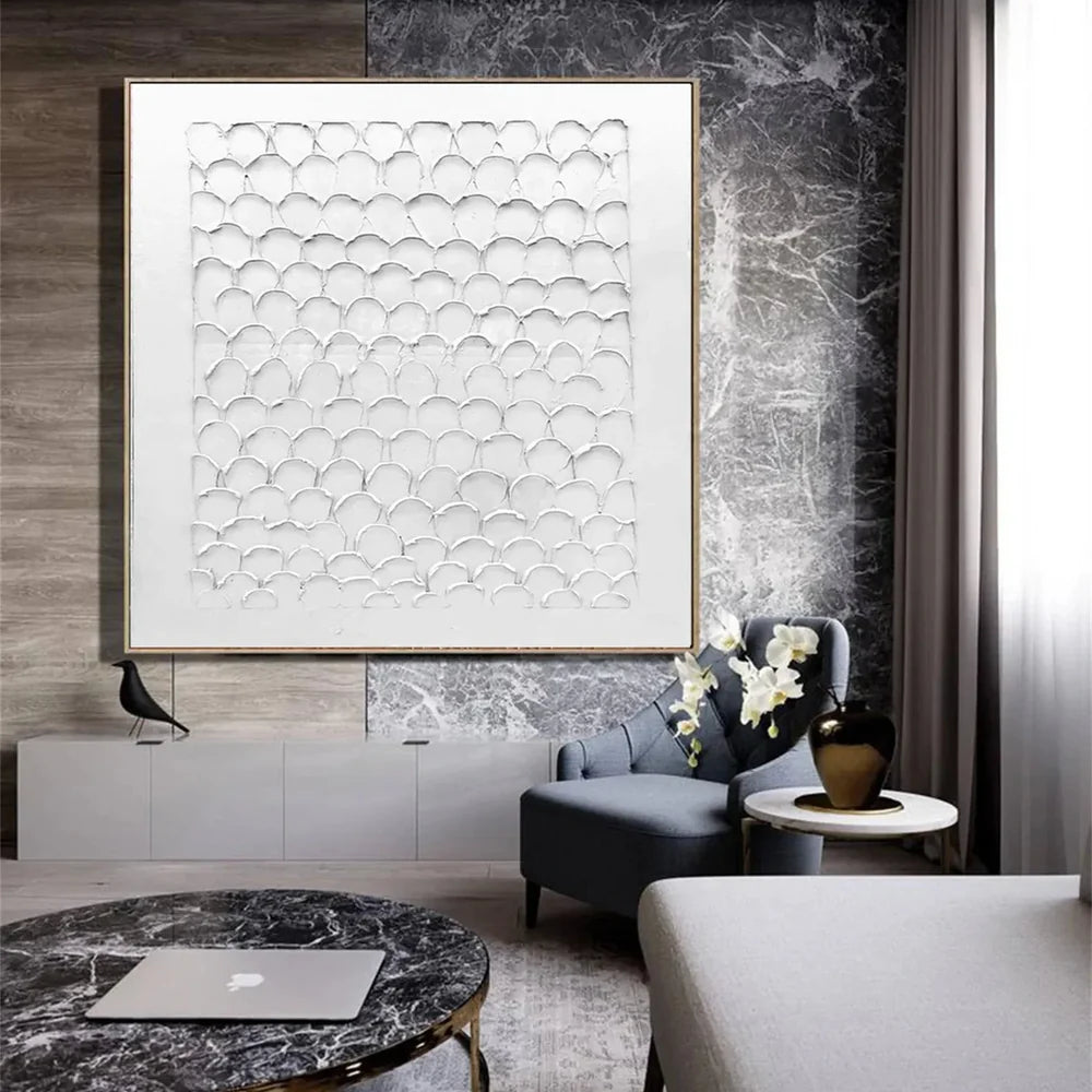 White Minimalist Textured Wall Art #WM064