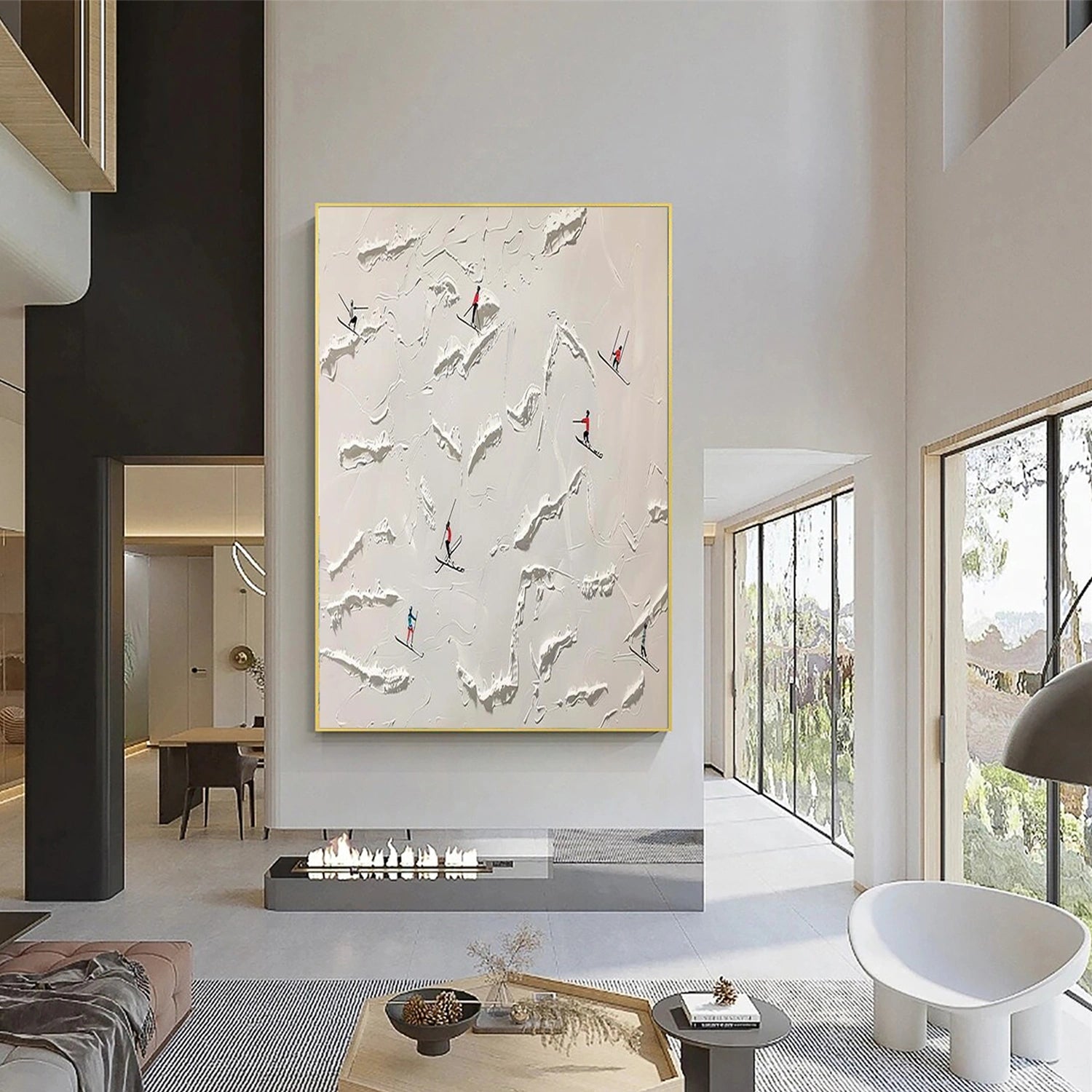 Skiing Sport Textured Canvas Painting #PB072