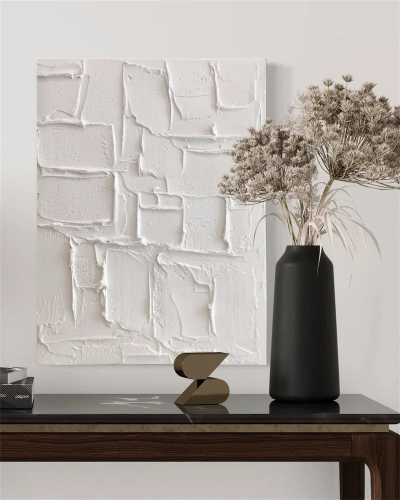 White Minimalist Textured Wall Art #WM051