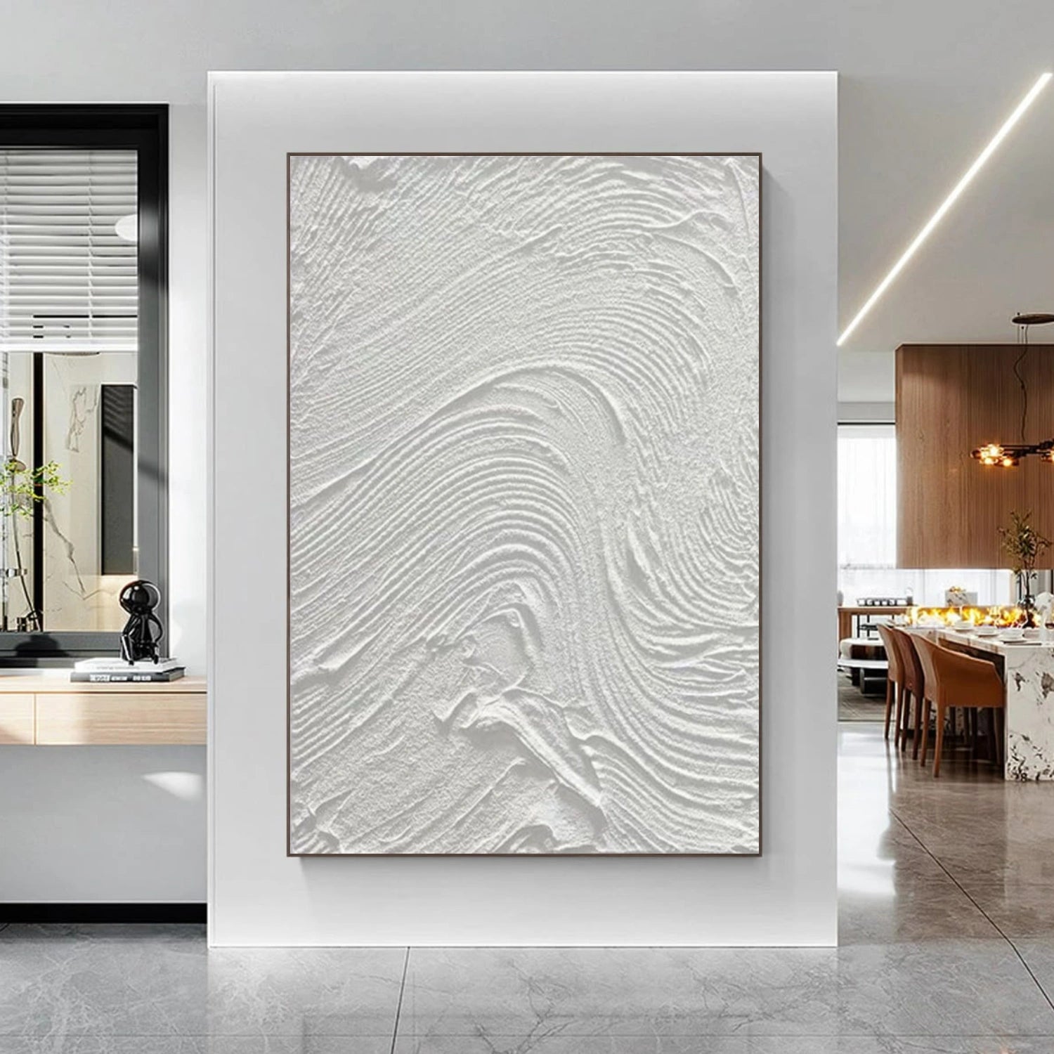 White Minimalist Textured Canvas Art #WM088