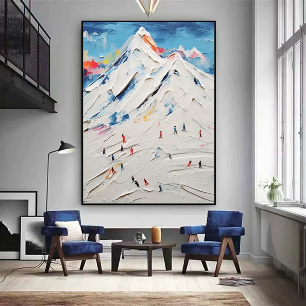 Skiing Sport Textured Canvas Painting #PB005
