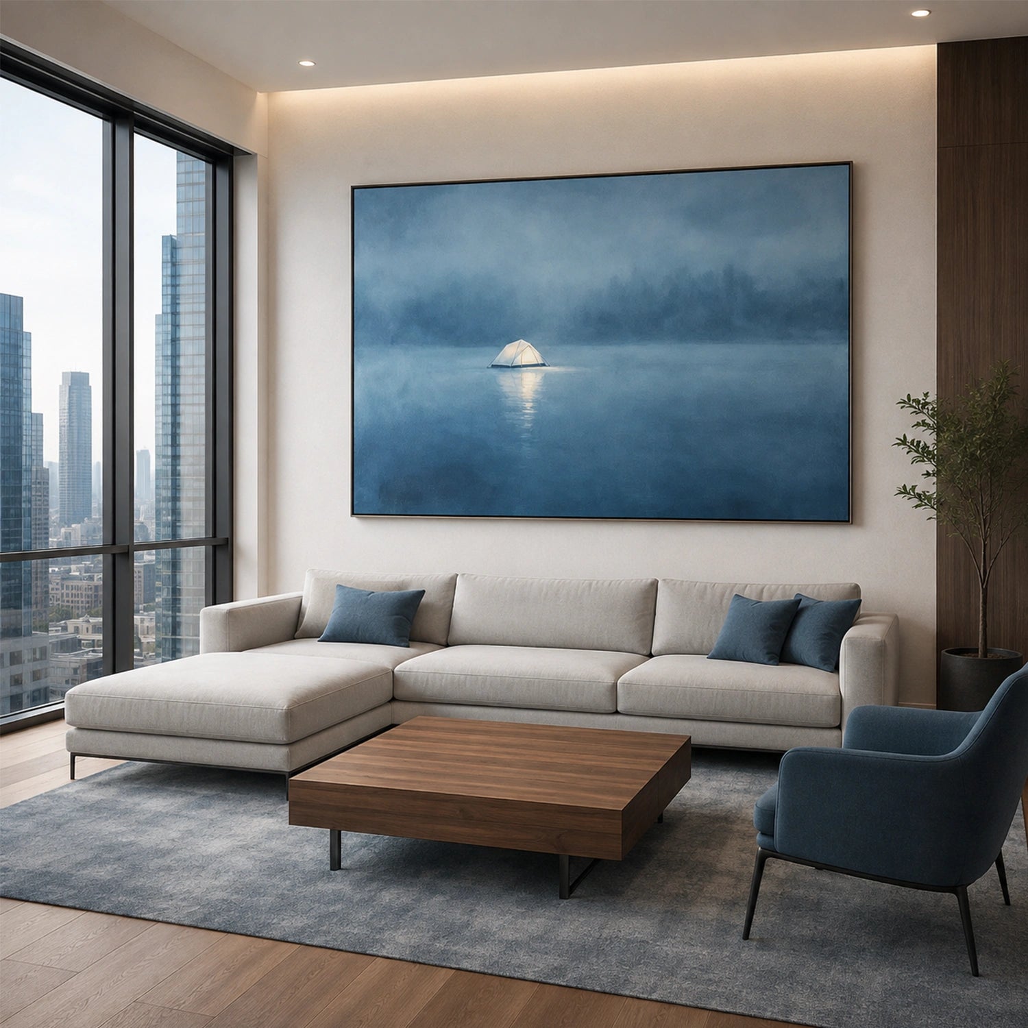 Abstract Ocean And Sky Canvas Art #OC216