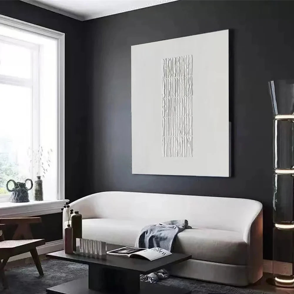 White Minimalist Textured Wall Art #WM073